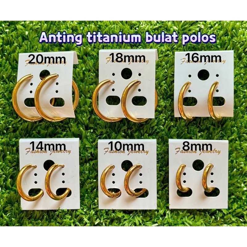 Anting titanium bulat polos gold