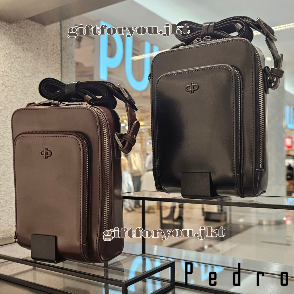 Pedro Tas Pria Casual Sling Bag Original Man Selempang Sling Black Hitam