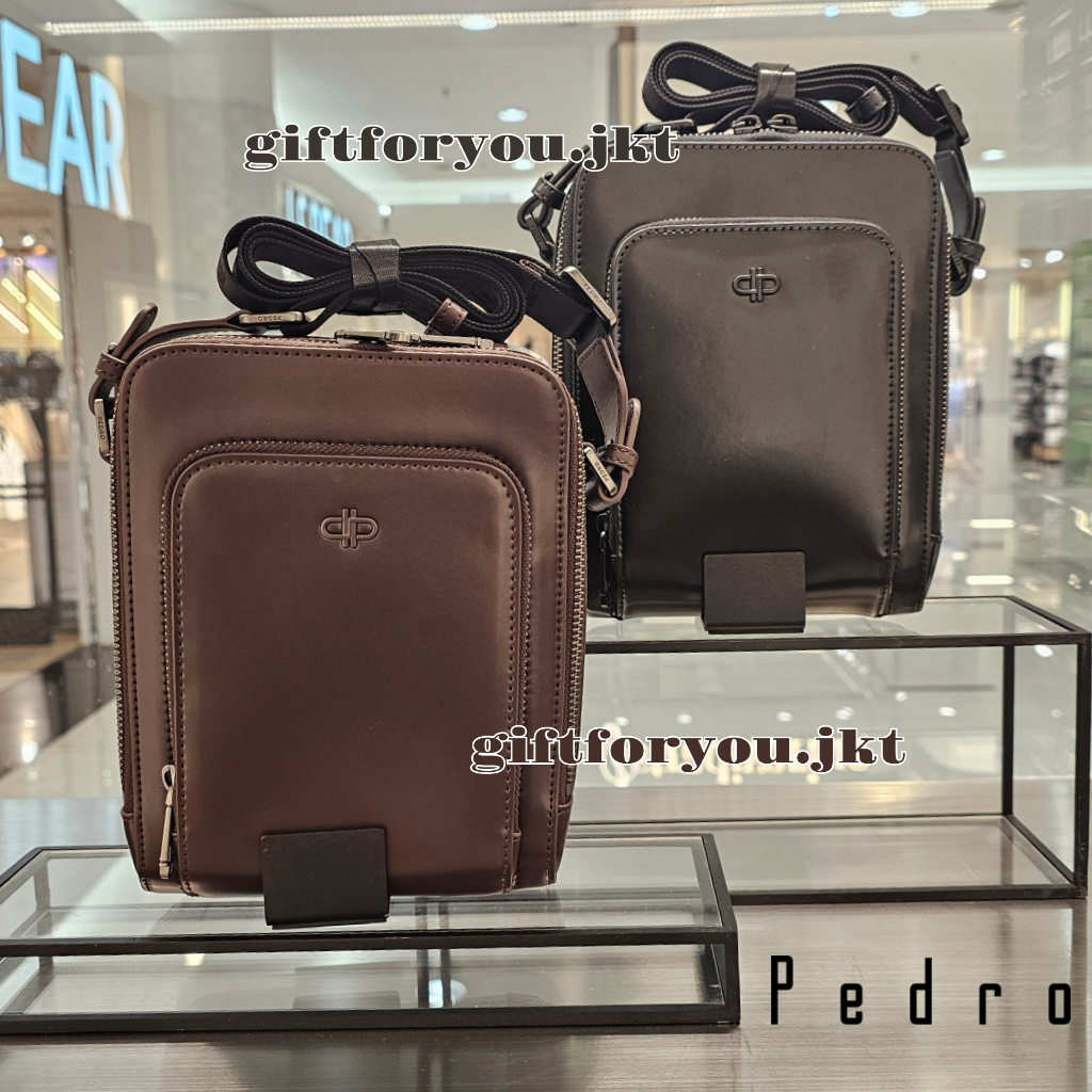 Pedro Tas Pria Casual Sling Bag Original Man Selempang Sling Black Hitam