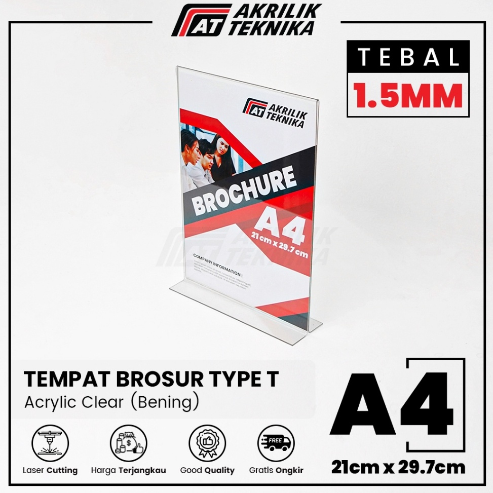 

KODE C24U Tempat Brosur Akrilik Tent Card Holder Qris Barcode Nomor Menu Meja Portrait T Ukuran A4 15mm
