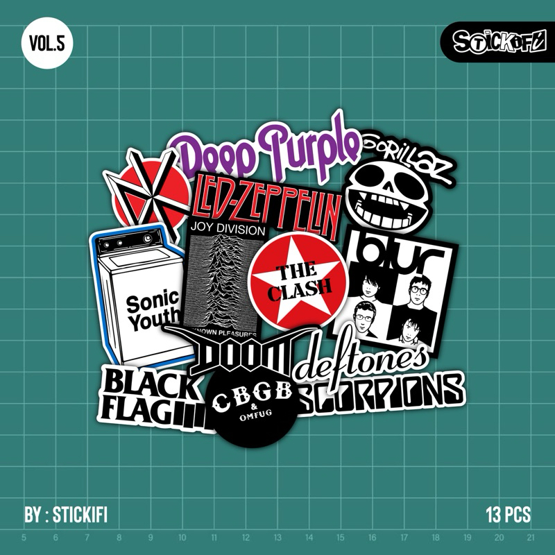 

STICKER PACK (VOL 5) / STICKER AESTHETIC / STIKER BAND / STIKER MUSIK / STIKER METAL / STIKER PUNK / STIKER ROCK / STIKER LOGO / DIE CUT / WATERPROOF / TUMBLER / LAPTOP / HELM