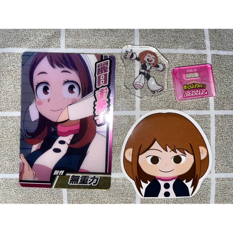 official merch uraraka ochako acrylic standee my boku no hero academia clearfile card holo bnha kart