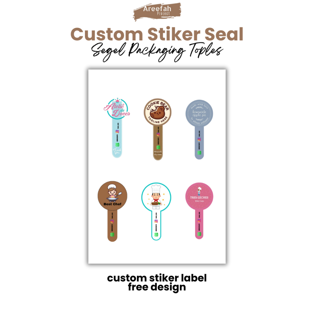 

AREEFAH Stiker Segel Toples/Sticker Seal Segel Kemasan Produk Makanan/Label Stiker Hari Raya Idul Fitri, Hari Natal/ Segel Sticker Kue, Permen