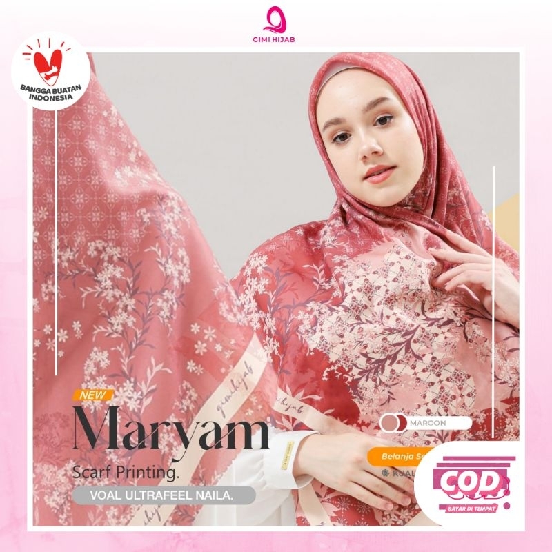 GIMI HIJAB - Maryam Scarf Printing Khimar Motif Segiempat Syari