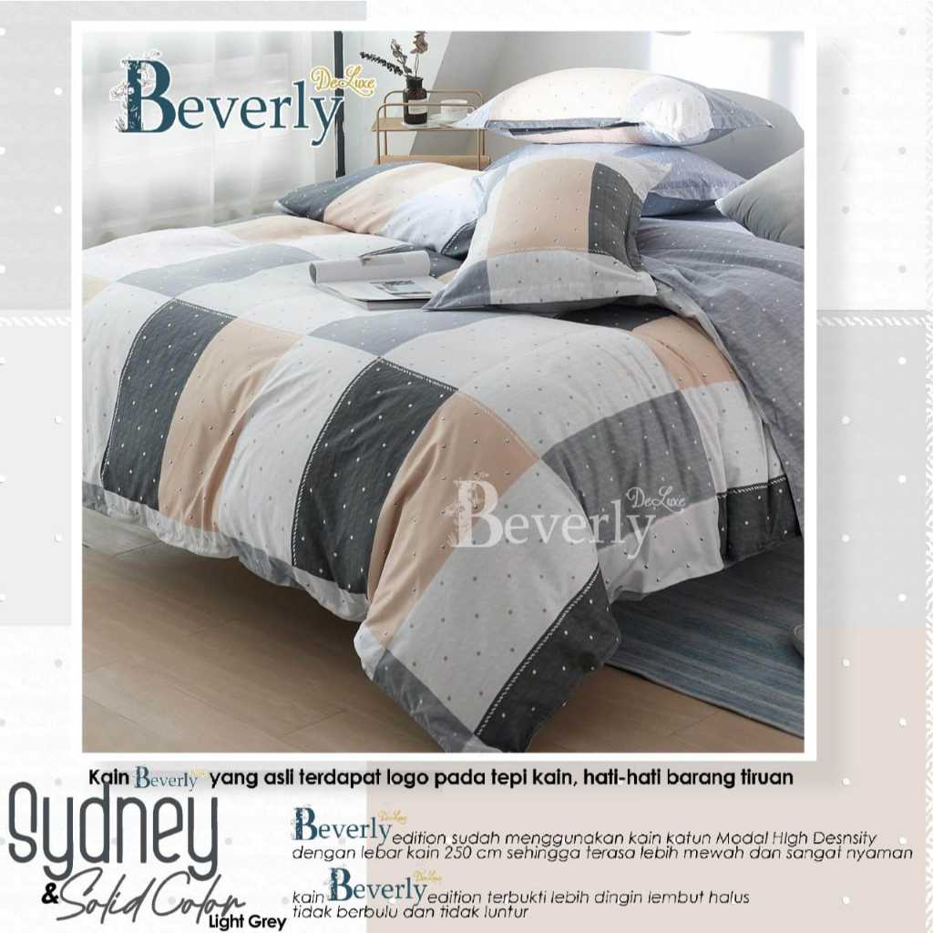 Sprei katun lokal beverly motif minimalis Sydney - Kotak abu coklat cantik