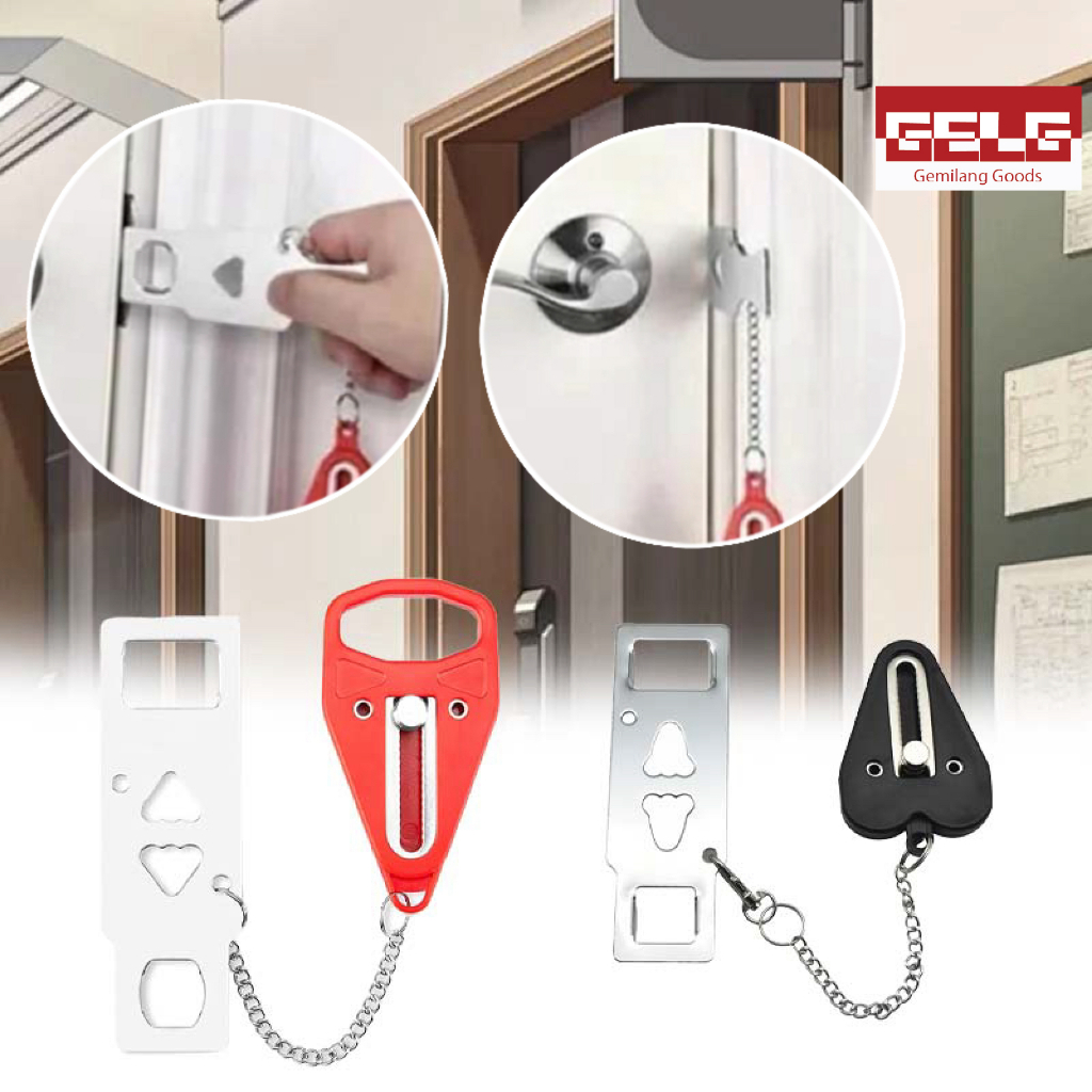 Portable Door Lock/ Kunci Pintu Anti-Maling,Kunci Ganda Pintu Kamar/Anak Cewek Keamanan Kunci Pintu