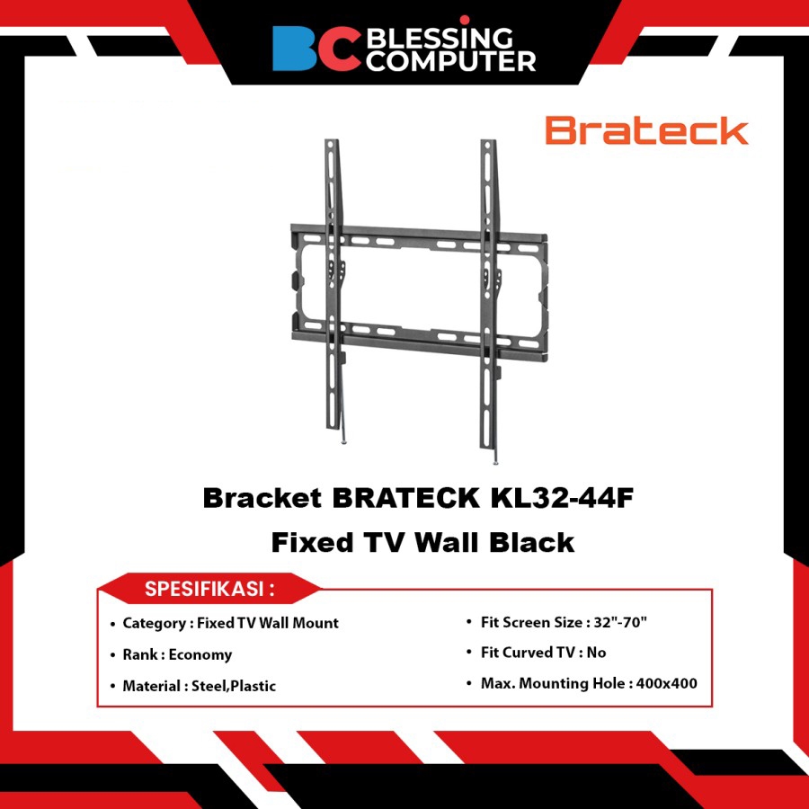 Bracket BRATECK KL32 44F Fixed TV Wall Black For LED TV 32 - 70 Inchi