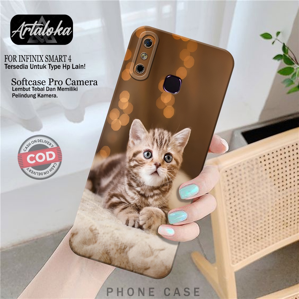 Case Hp Infinix Smart 4 Fashion Case Kucing Softcase Infinix Smart 4 Silikon TPU Pro Camera Casing I