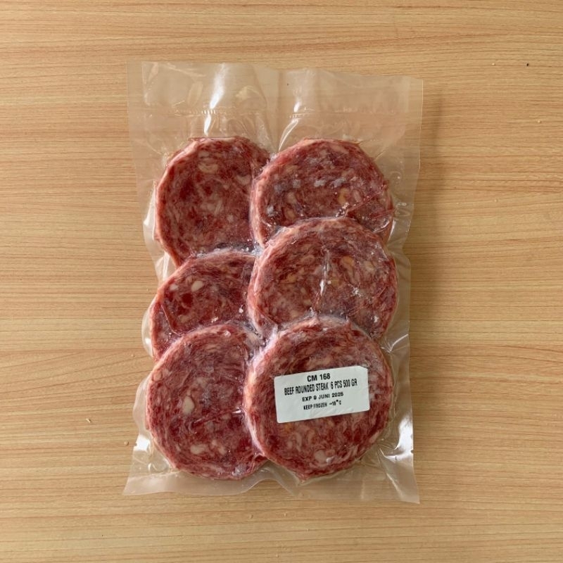 

AUS Import Beef Round Steak / Beef Patties Halal 500 Gram Isi 6 Pcs CM 168
