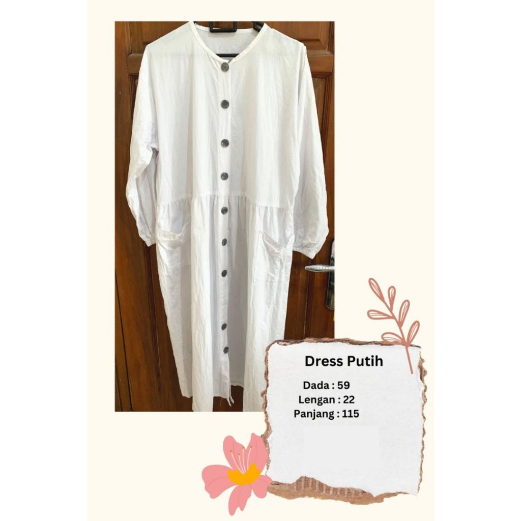 PRELOVED | TUNIK | DRESS | PUTIH POLOS | BLUS | BLOUSE