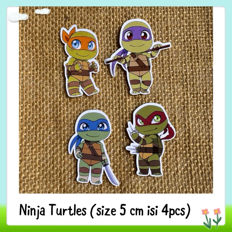 

4pcs sticker tempelan glossy ninja turtles / kura kura ninja