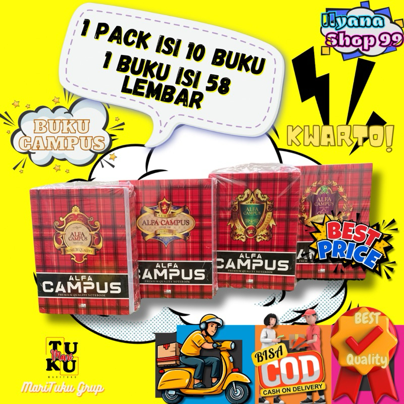 

Buku tulis Alfa Campus Kwarto 58lembar 1pack isi 10buku 1buku isi 58lembar