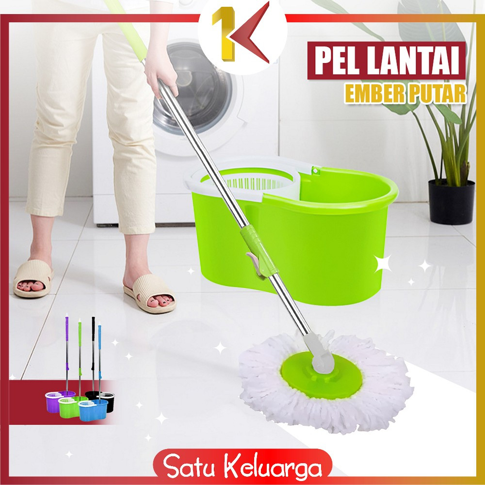 SK-C526 Alat Pel Lantai Dengan Ember Serbaguna / Pel Lantai Ultra Putar Praktis / Kain Pel Spin Mop 