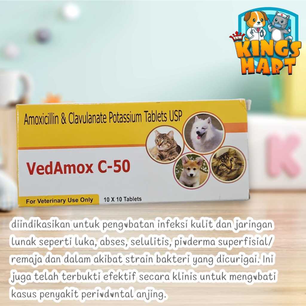 VEDAMOX C-50 / Amoxicilin Untuk Hewan / Anti Inveksi Untuk Hewan / Obat Untuk Hewan