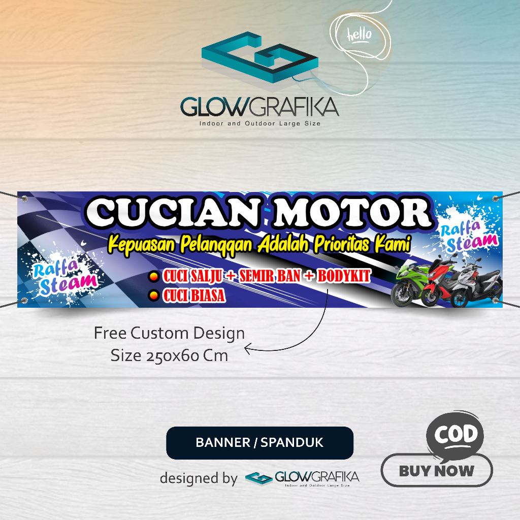 Cetak Spanduk Banner Cucian Motor Custom