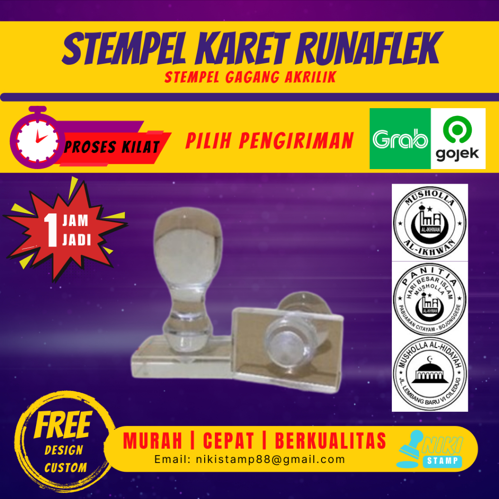 

Stempel Runaflek Gagang Akrilik Persegi Panjang | Cetak Stempel Design Custom