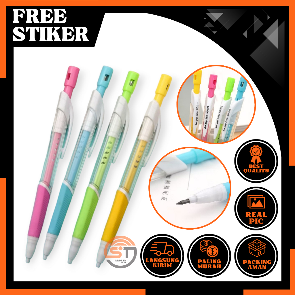 

1PCS Pensil Mekanik Graphite Lead Automatic 2.0mm Pencil Cetek 2B Isi Ulang Mechanical Peralatan Alat Tulis Sekolah Kantor A080