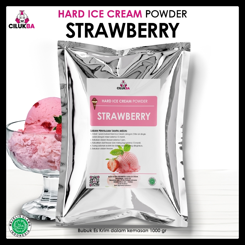 

Strawberry Bubuk Ice Cream Tanpa Mesin / Hard Ice Cream Powder 1 kg