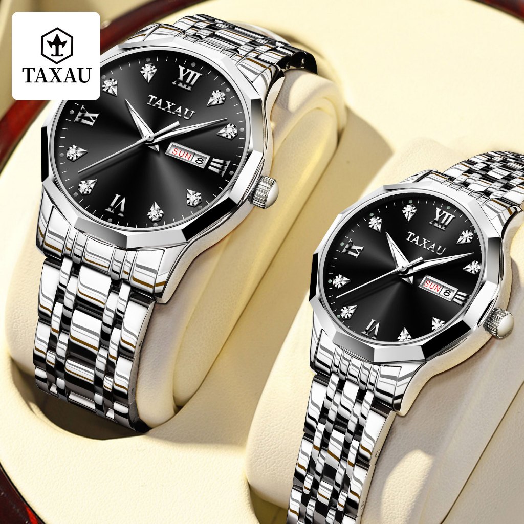 【Ready Stock】TAXAU Jam Tangan Couple Original 100% Terbaru Kotak Fashion Anti Air Stainless Steel Ja