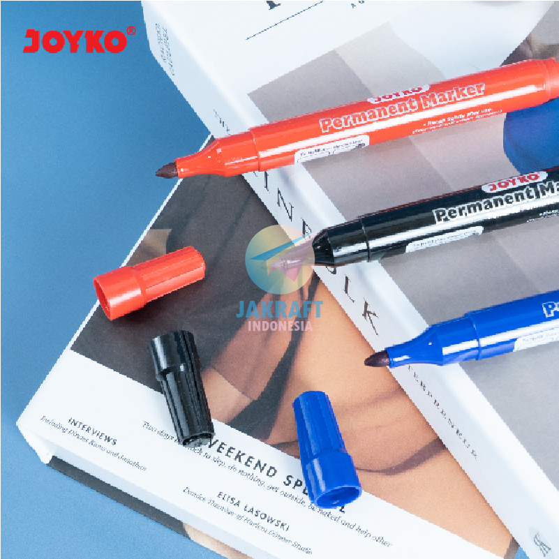 

(1 Pcs) Spidol Permanen Tidak Bisa Dihapus JOYKO PM-34 Hitam Black / PM-35 Biru Blue / PM-36 Merah Red Refillable Permanent Marker
