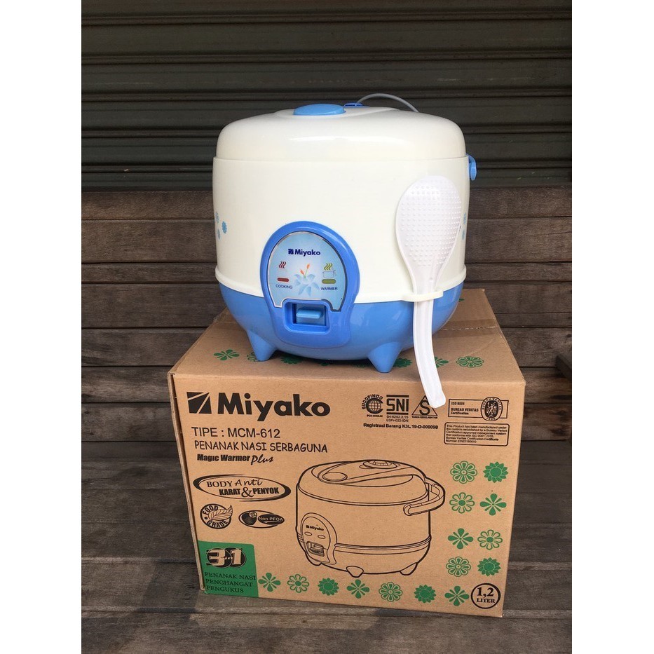 Rice Cooker MIYAKO MCM-612 / Magic Com 3 in 1 Putih Biru 1.2 Liter 1 kg Penanak Nasi MCM 612
