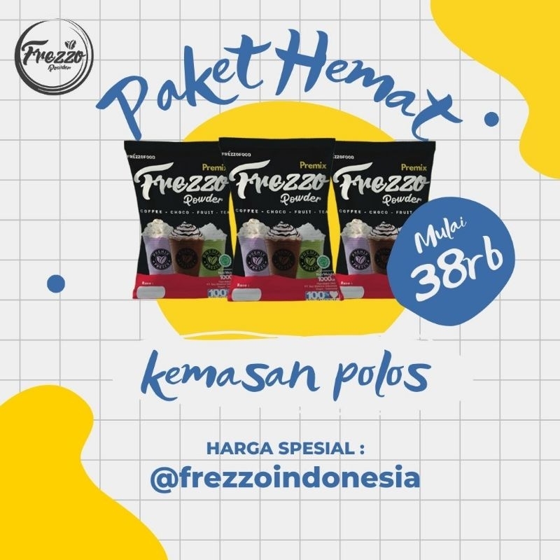 

Bubuk minuman Paket Hemat Premix POLOS Pr1kg/Minuman dengan gula alami dan terenak/Frezzo Indonesia