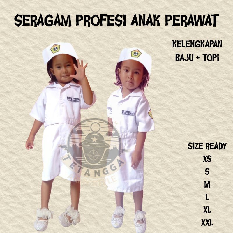 SERAGAM PROPESI ANAK PERAWAT / BAJU ANAK PEREMPUAN / BAJU ANAK PERAWAT DOKTER / BAJU ANAK DOKTER CIL