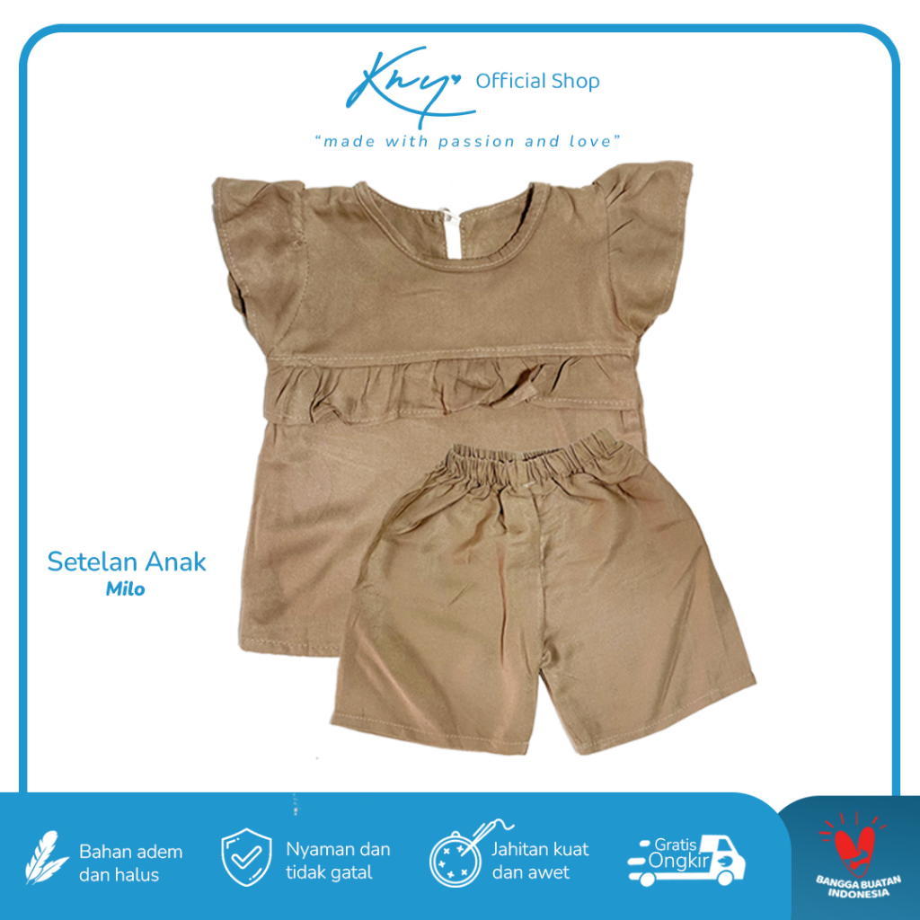 KNY - Baju Anak Perempuan Setelan One Set Pendek Adem Awet - Milo (Untuk Anak Usia 1 - 5 Tahun)