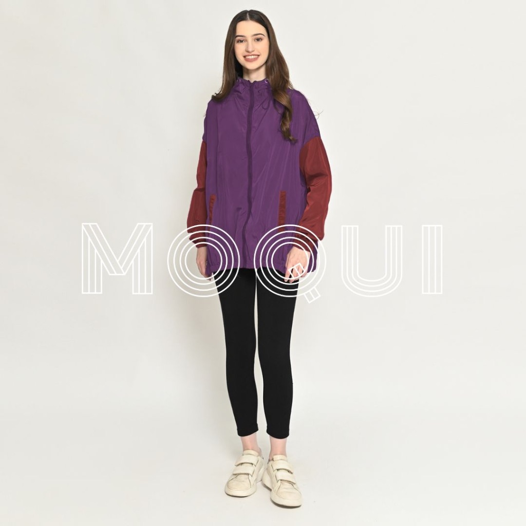 Jacket Moqui Lunar Water Repellent Wanita Outdoor Anti UV Pleats Dengan Hoodie - Sweet Potato