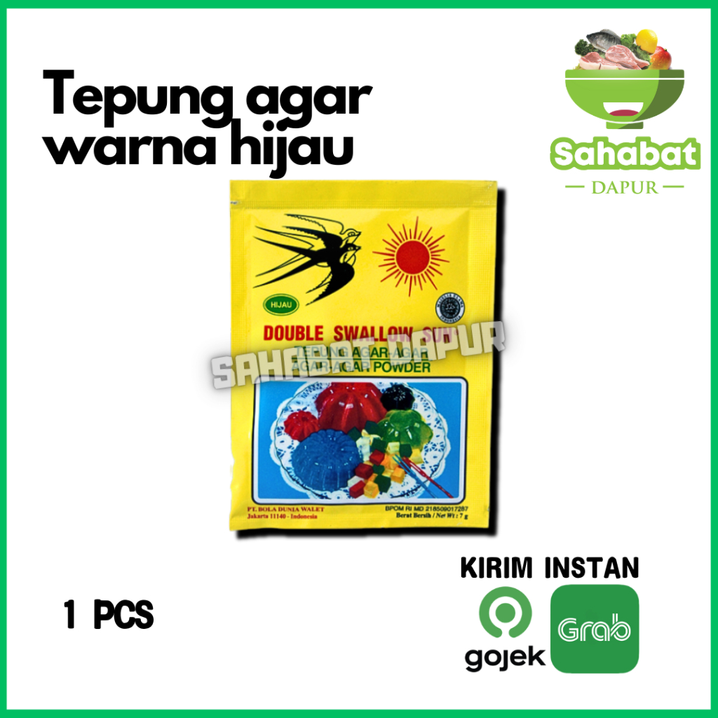 

Agar-Agar Swallow / Tepung Agar Warna Hijau 1pcs