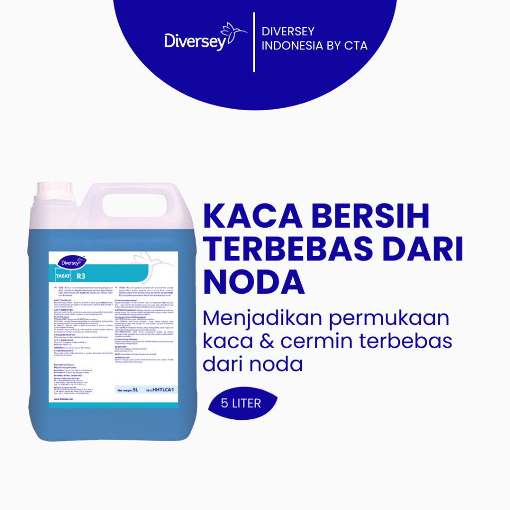 Diversey Taski R3 ( 5 Liter ) - Penghilang Noda / Jamur DI Kaca- Glass Cleaner - Diversey Indonesia