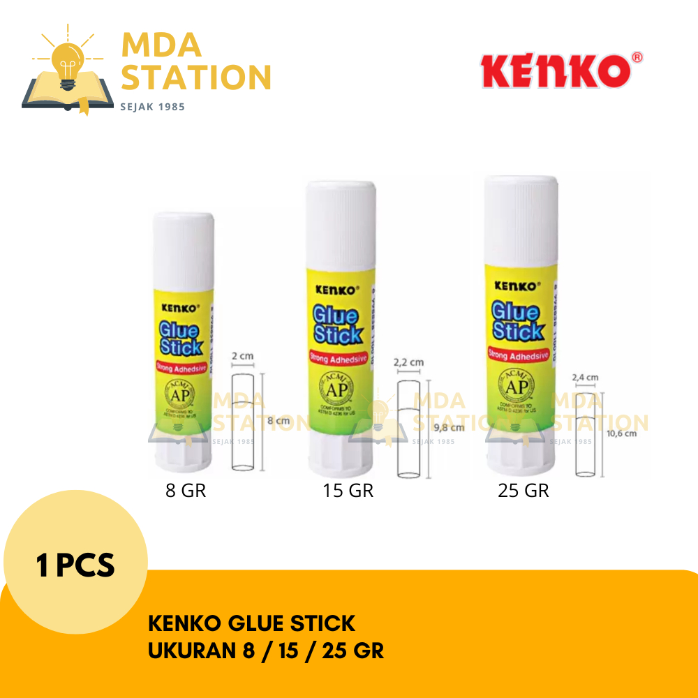 

KENKO Glue Stick Lem Kertas Ukuran 8 / 15 / 25 GR Lengkap (SATUAN) | KENKO Glue Stick Lem Batang Lem Stick Lem Kertas Besar Kecil Sedang | Beli Eceran atau satuan | MDA STATION