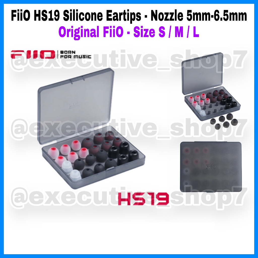 FiiO HS19 Silicone Eartips - Nozzle 5mm-6.5mm - Original FiiO - Size S / M / L