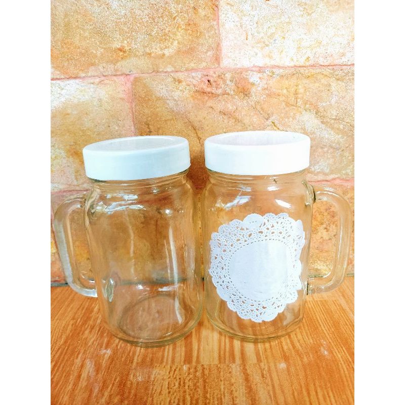 Mug Jar Tutup 620ml / Mug jar Kaca / Mug Cafe / Mug jar Cafe / Gelas Cafe / Mug Kaca / Mug Cafe