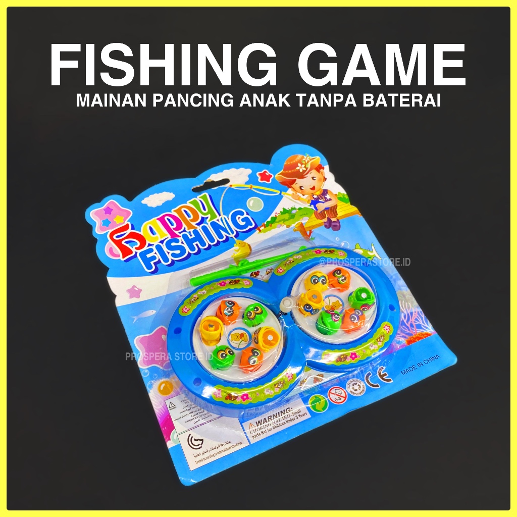 Alat Pancingan Mainan Anak - Pancing Putar - Happy Fishing Toy Magnet tanpa baterai