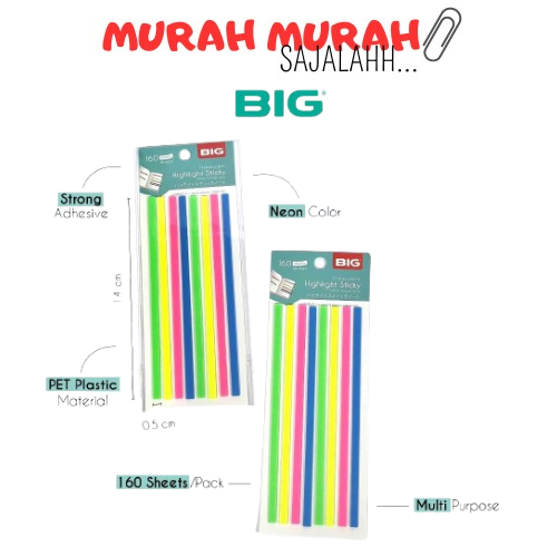 

BIG Sticky Notes Lidi Warna Neon/ Label Index/ Index Mark/ Tab Penanda/ Pembatas Penanda PET Material