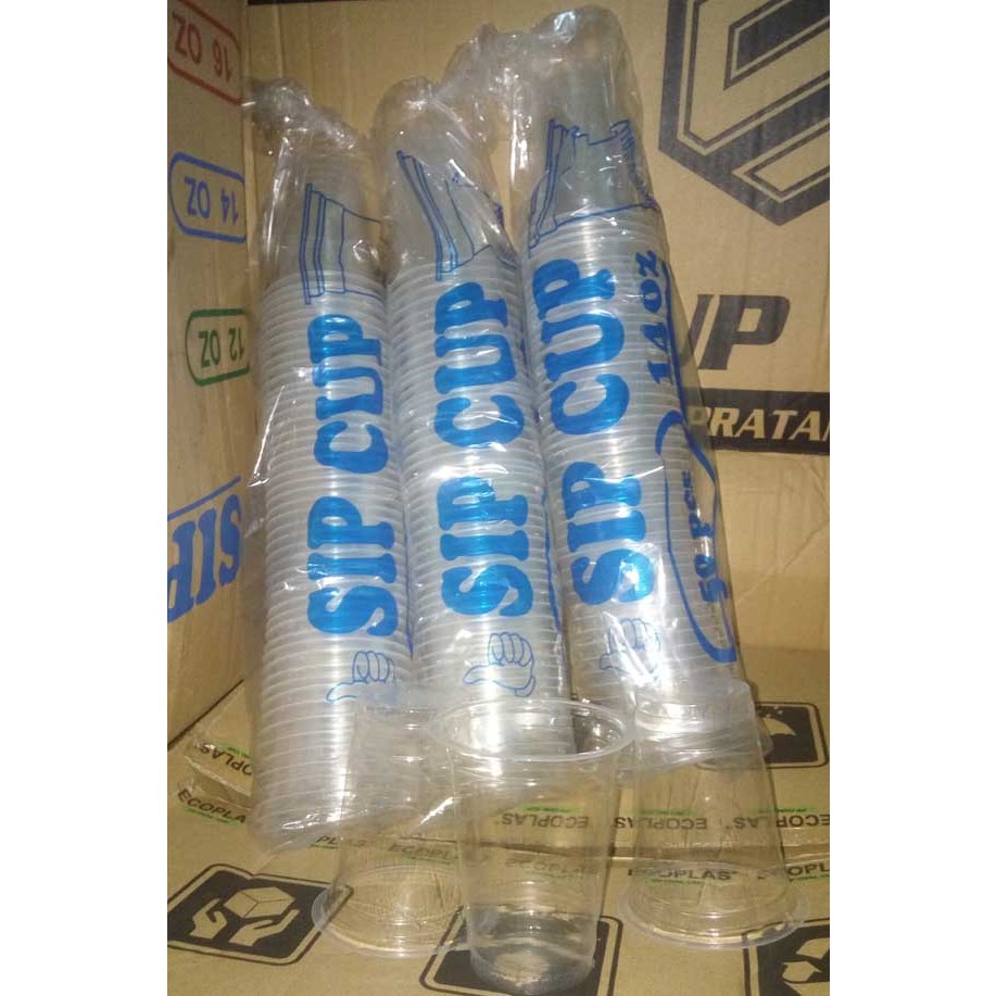 Cup Gelas Plastik Datar 14oz Sertifikasi Halal juice es doger dawet cincau nutrisari cendol