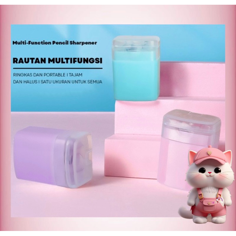 

N97 Rautan Serutan Pensil Putar Pastel Sharpener Dengan Penutup / Rautan Morandi Warna Pastel