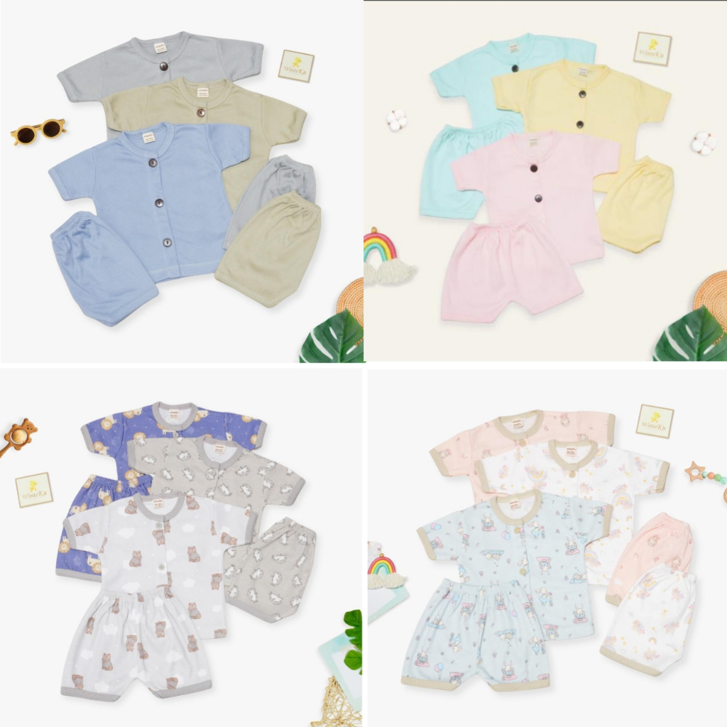 3 Stel Baju anak Winteku setelan Pendek Polos Fashion . banicollection