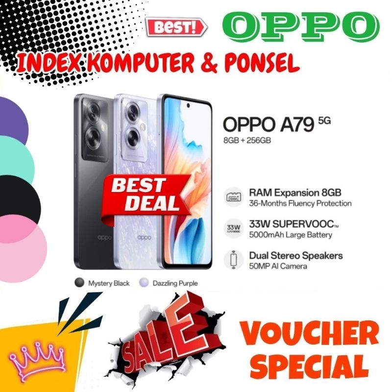 Oppo A79 5G 8/256 Ram Up to 16GB Garansi Resmi Nasional. Dimensity Layar FHD+ Sunlight Charger 33Wat