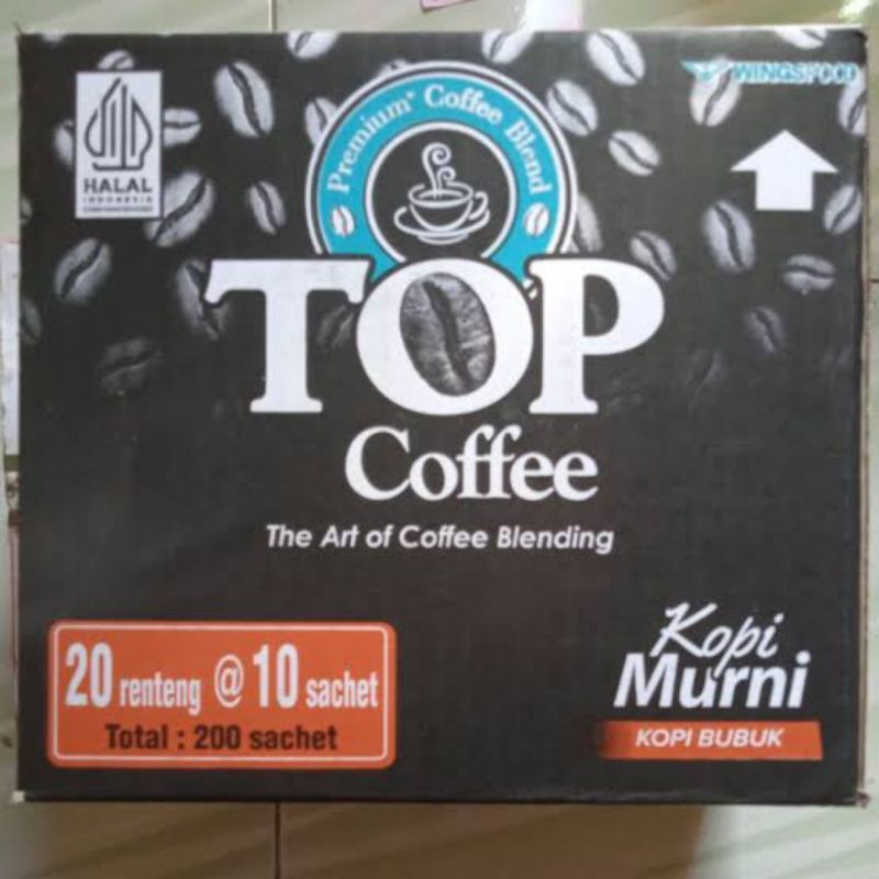 

Top Coffee kopi Murni kopi Bubuk Sachet 1 Dus isi 20 Renteng/10 Sachet