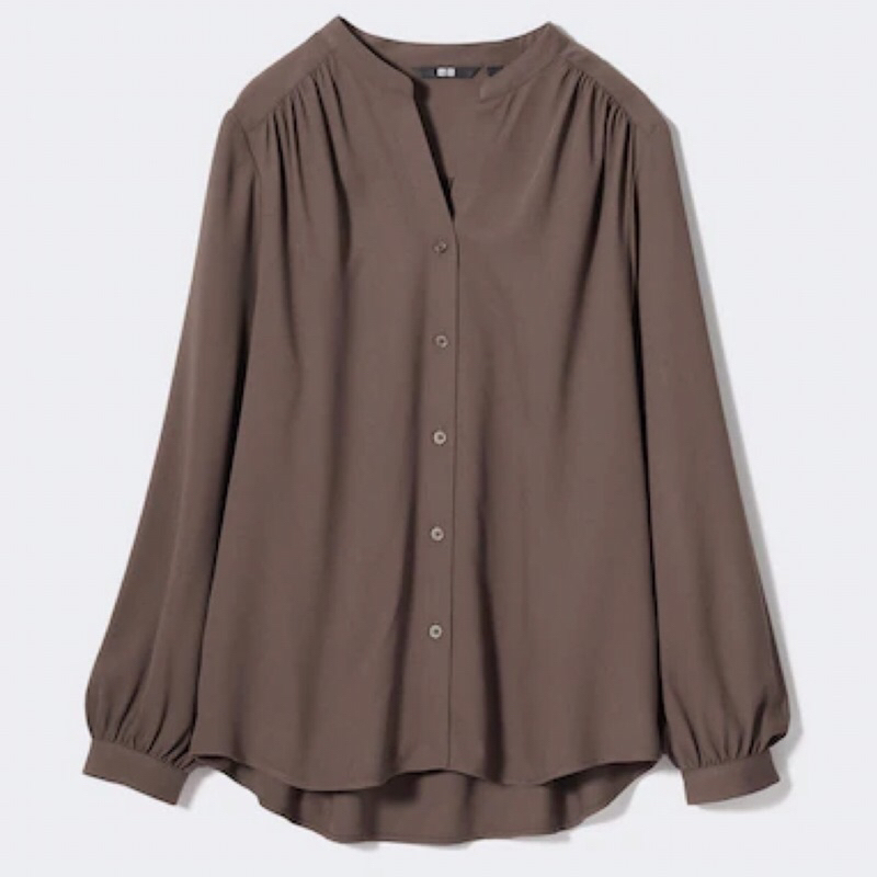 UNIQLO Women Blouse Kemeja Blus Rayon Gathered Wanita Lengan Panjang