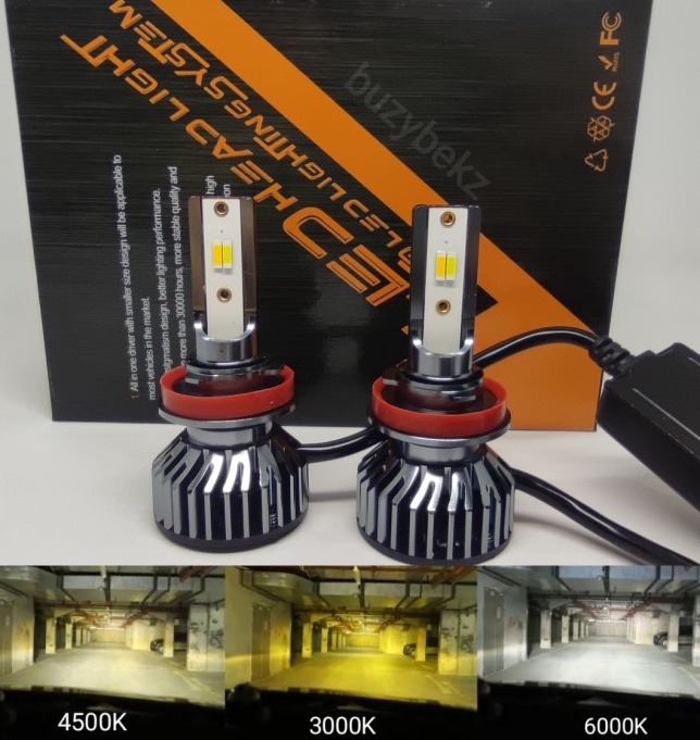 LAMPU LED FOGLAMP MOBIL H11H8H16H9 3 WARNA TRICOLOR PUTIH KUNING  96 HB4