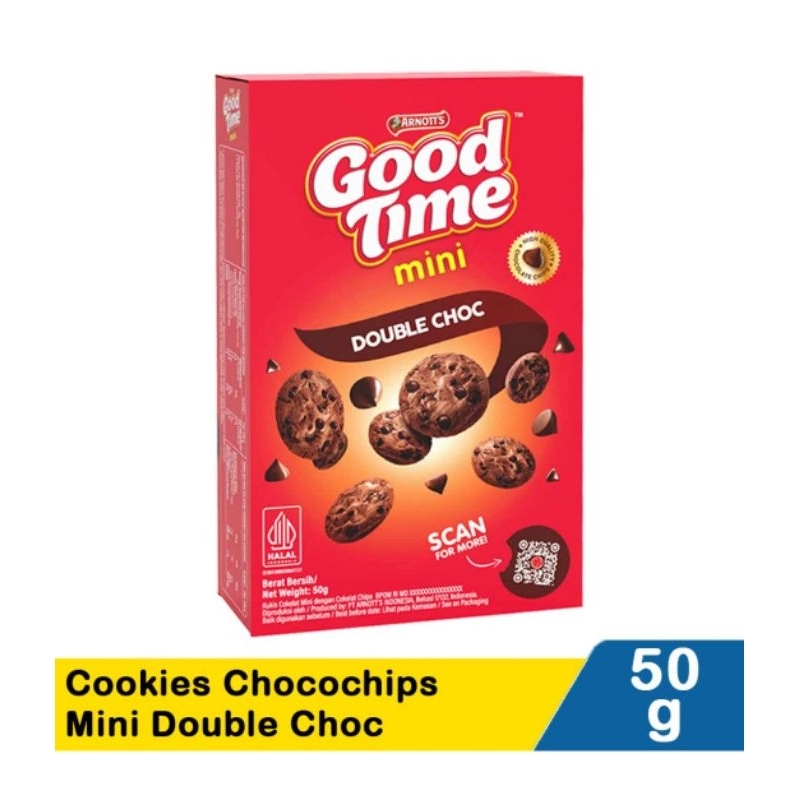 

Good Time Mini Cookies Double Choc Box isi 50 gram