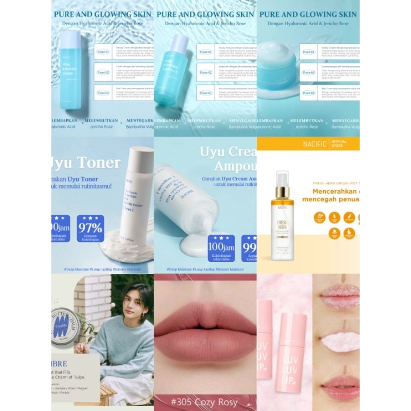 Ready skincare nacific hyal booster cream ampoule toner uyu serum mist fresh herb lip cream scrub gl