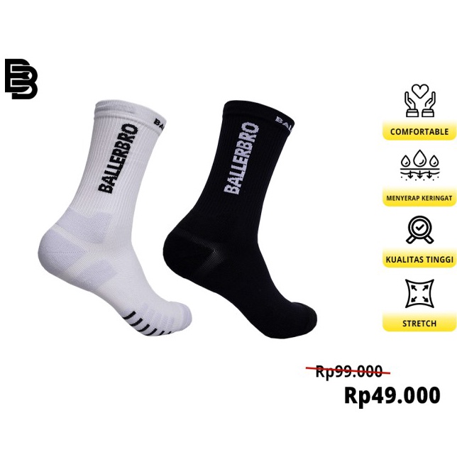 New Kaos Kaki Basket BALLERBRO Tebal  Hitam