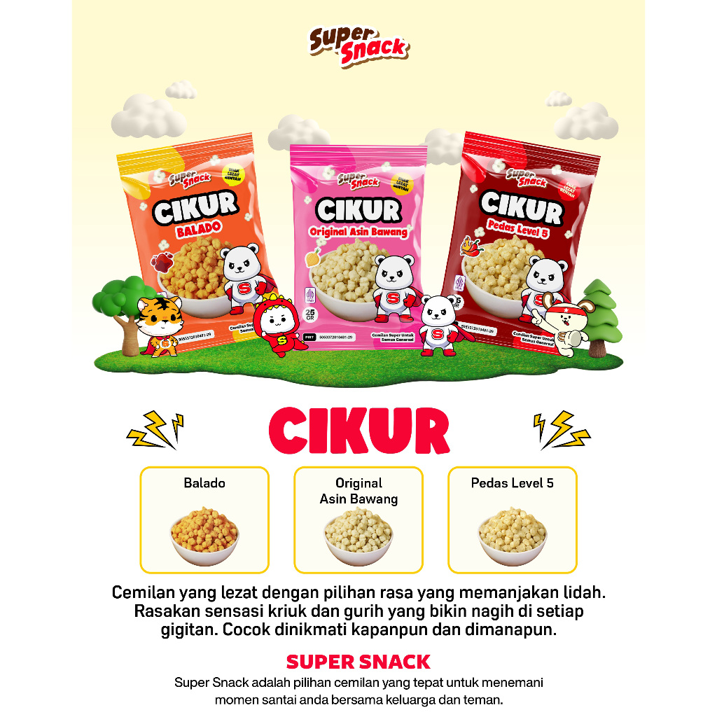 

Super Snack Basreng Makaroni Cikur Mie Lidi Aneka Rasa