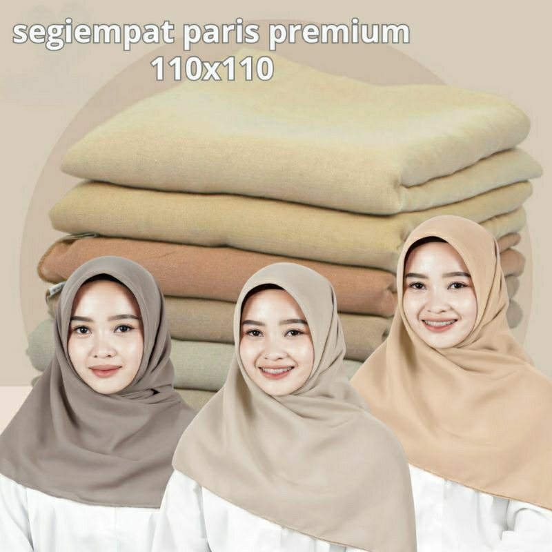 Hijab PARIS PREMIUM Katun // Paris Premium Voal // Segi Empat Jilbab Paris Polos Kerudung