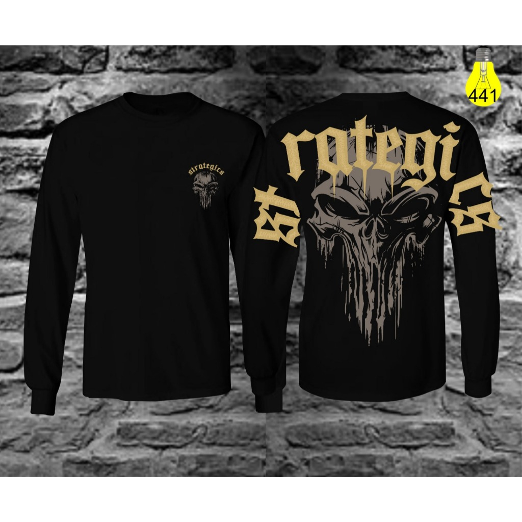 terlaris bisa bayar di tempat(cod)kaos pria lengan panjang kaos pria motif tengkorack strategics kao