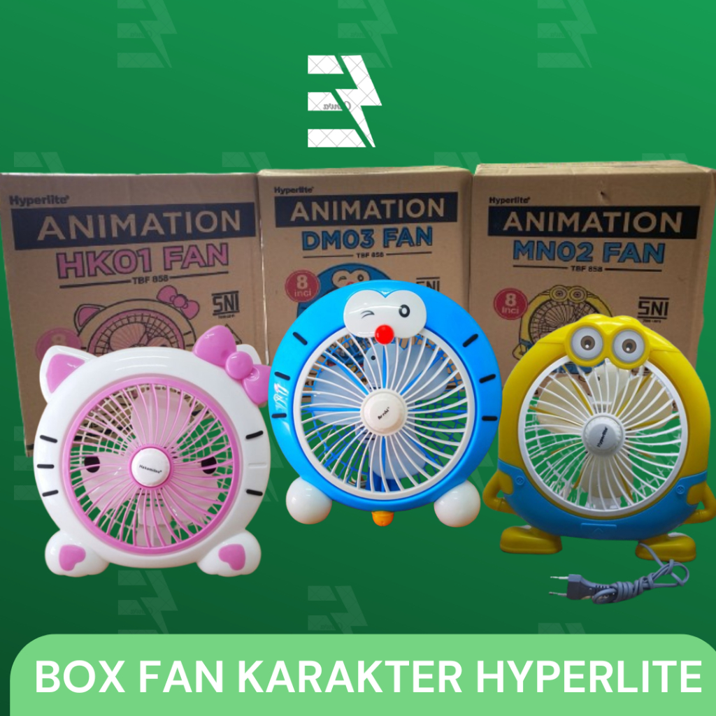 BOX FAN KARAKTER HYPERLITE/KIPAS ANGIN KARAKTER 8" BOX FAN